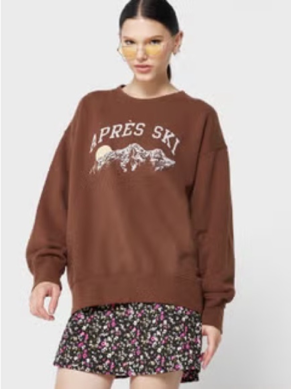 American Eagle Outfitters Brown 'APRÈS SKI' Crewneck Sweater